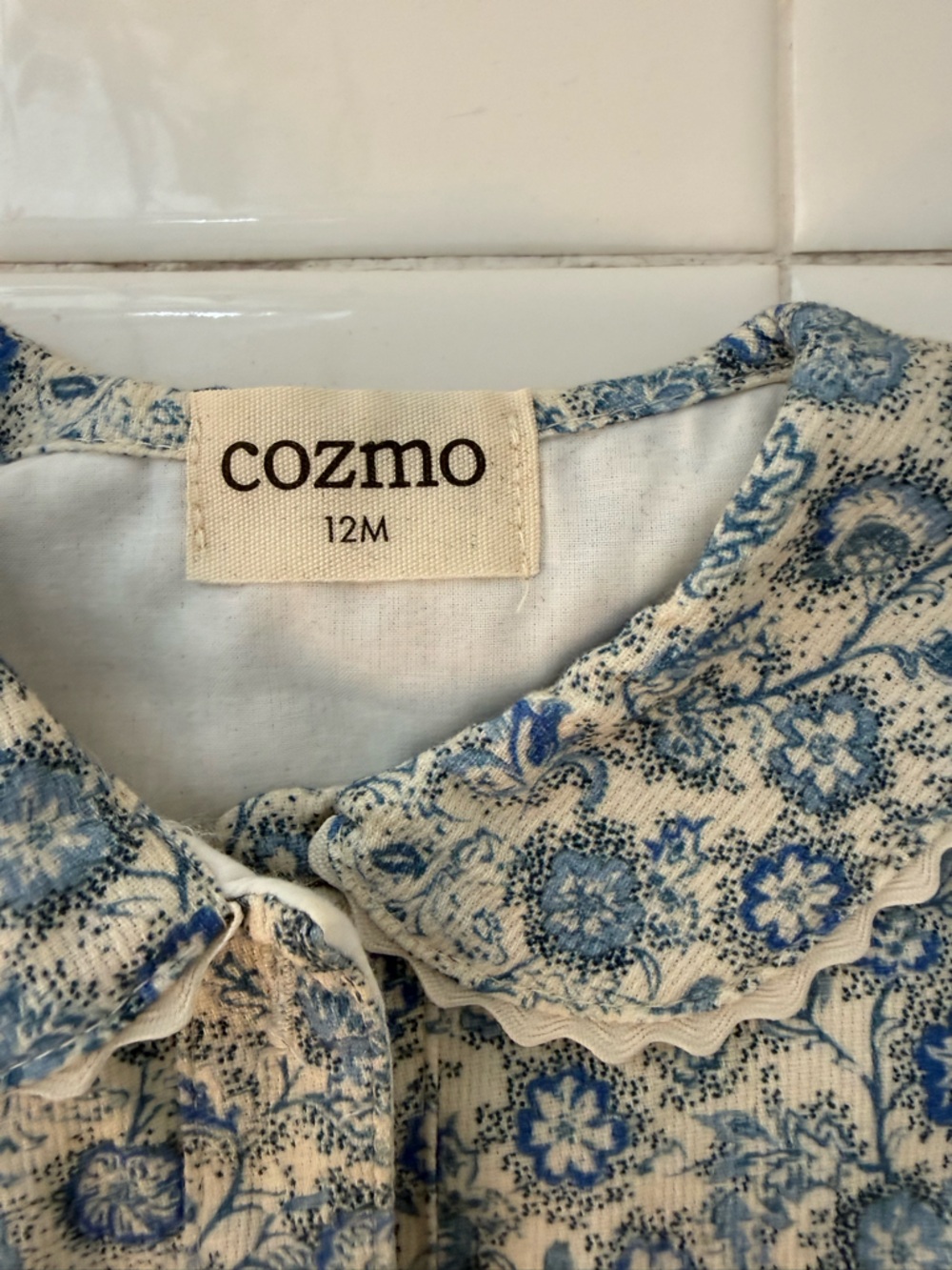 Cosmo Baby Girl Blue Floral Button-Up Dress - Picture 2 of 2